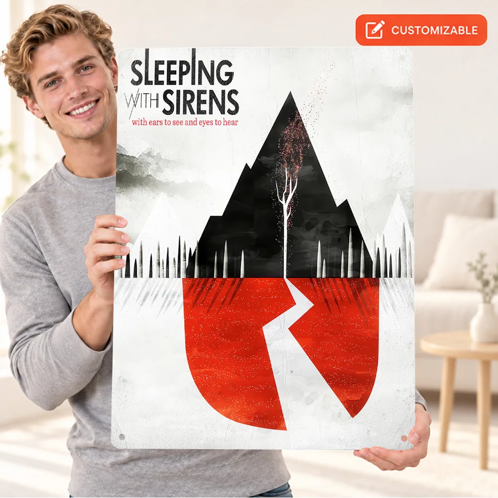 Sleeping With Sirens Broken Shield Printed Poster Personalized Aluminum Metal Sign Album Cover Graphic Wall Art For Home Studio