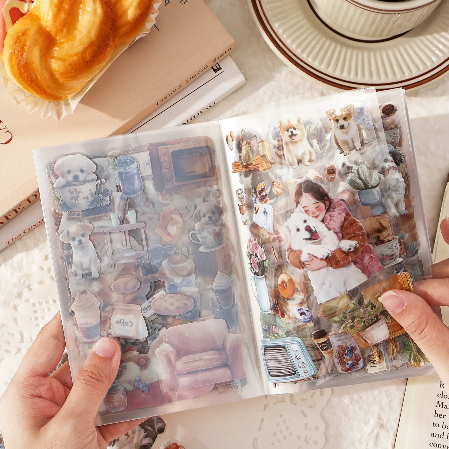 

20sheets Cute Pet Life Record Series Kawaii PET Sticker Book Creative Handbook Collage DIY Scrapbook Material Aesthetic Stickers