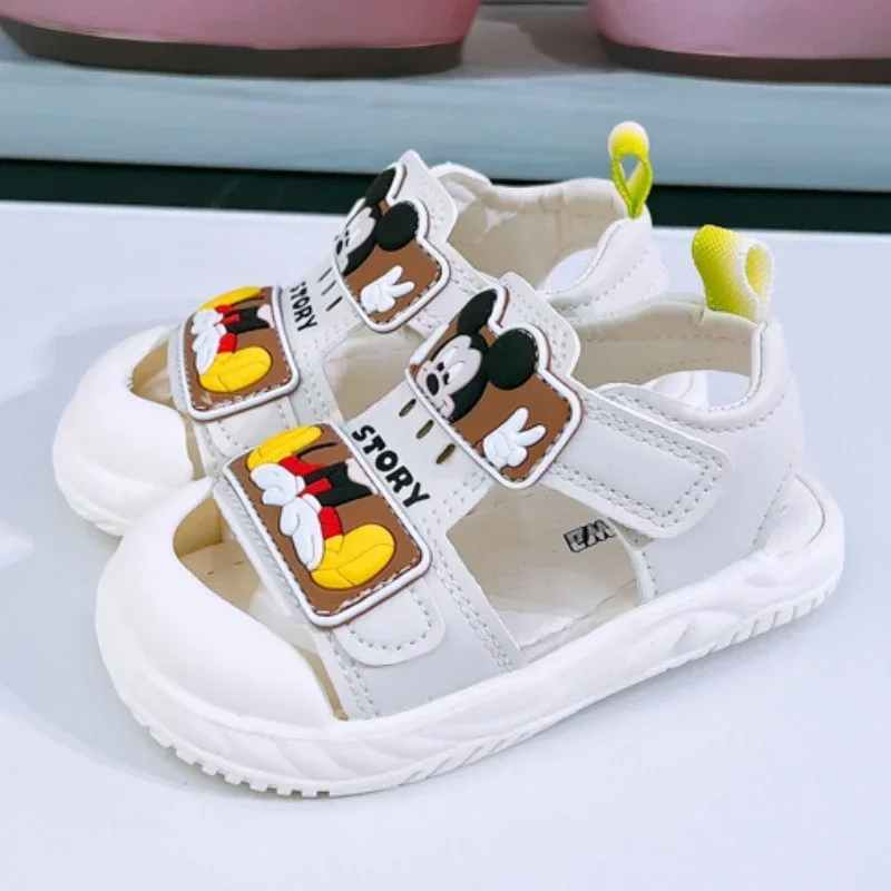 Disney Baby Kids Toddler Sandals Cute Mickey Sandals for Children Outdoor Shoes Girls and Boys Protect Toe Beach Shoes