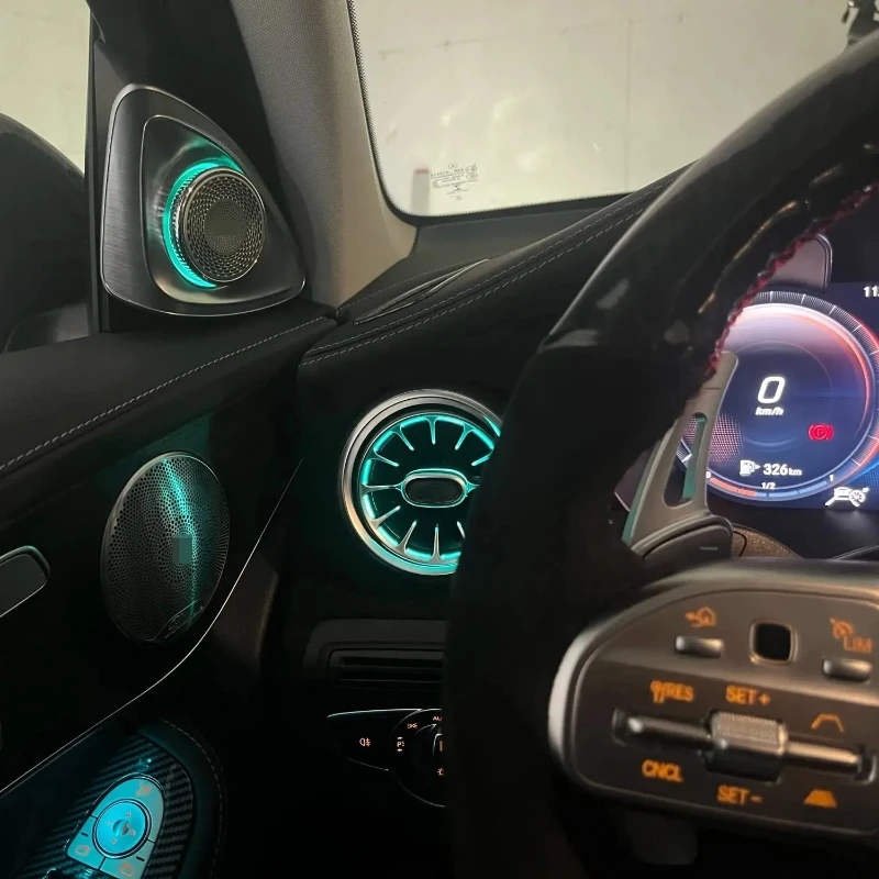 For Mercedes-Benz 4D Rotating Tweeter Speaker C GLC E S-class W213 W205 W222 W223 X253 RGB Led Luminous Car Speaker Horn Refit view 3