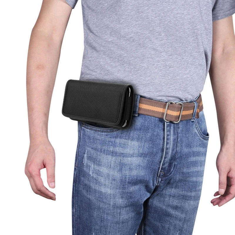 Mobile Phone Waist Bag Men Women Small Nylon Cell Phone Holster Storage Waist Fanny Pack Purse With Belt Loop Bum Bag Universal