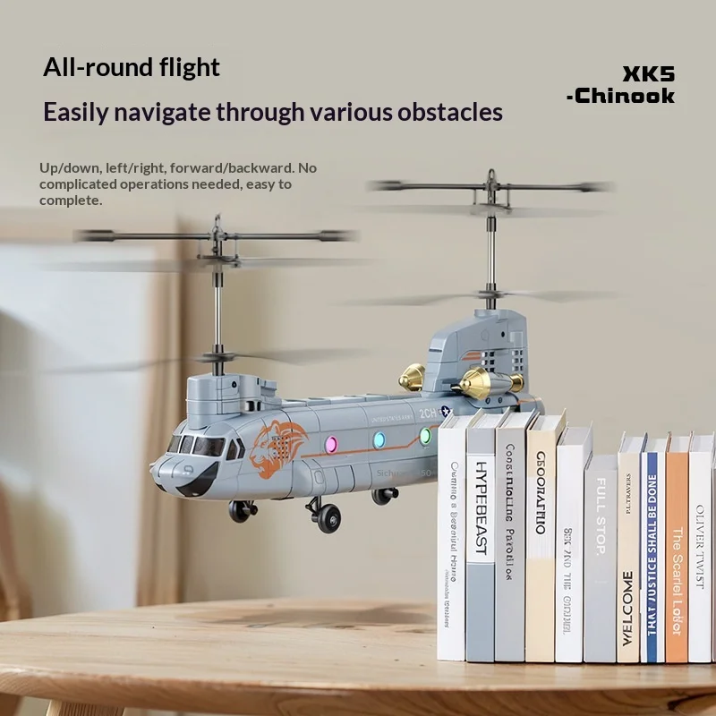 

Jets Remote Control Twin Rotor Chinook Military Transport Helicopter 2.4G Altitude Hold Durable Anti Crash Simulation Toy