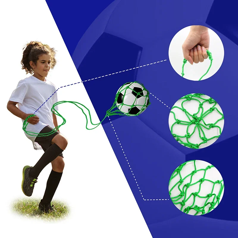 Juventude futebol auto trainer kick net bolso profissional esporte ao ar livre náilon net saco de basquete malha sólida bola de futebol carry bag