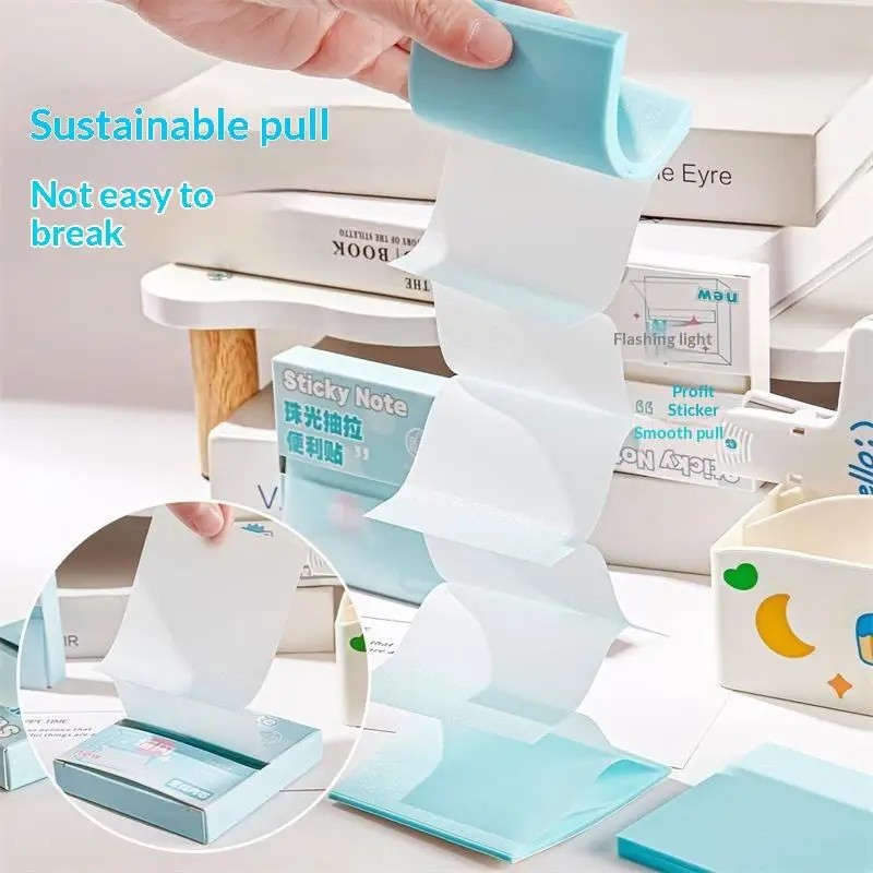 Transparent Pearlescent Sticky Notes No Text Blocking 100/200 Sheets Smooth Writing Notepads for School Office Work Reminder