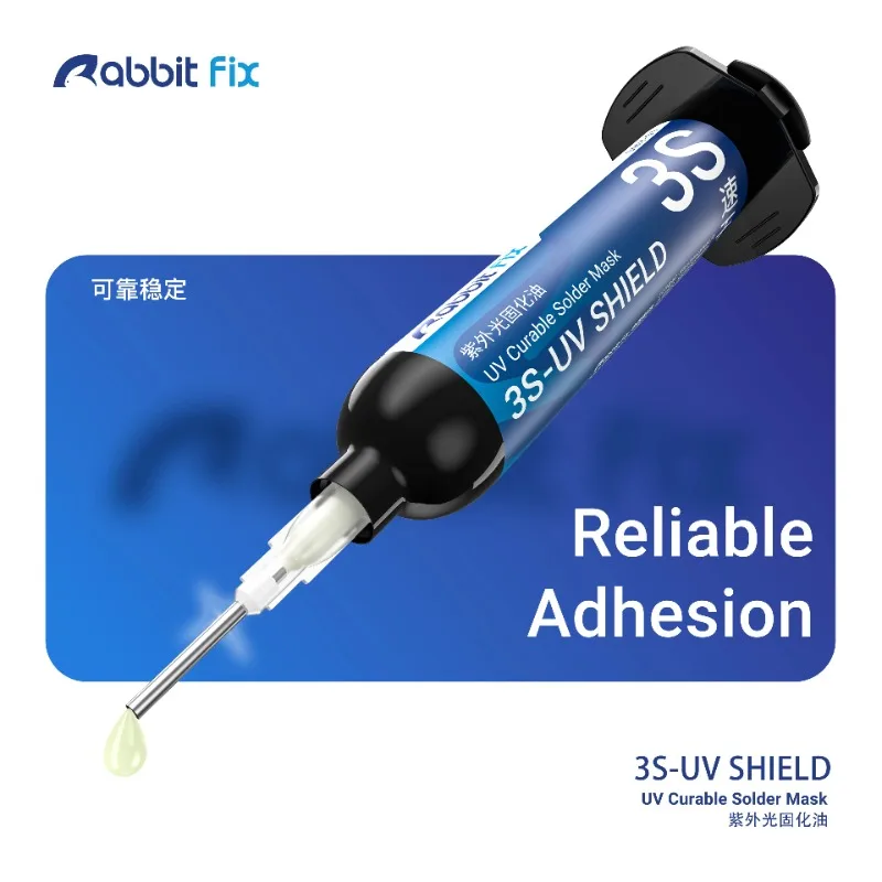 

Rabbit Fix SMY-01 3S UV SHIELD UV Curable Solder Mask Instant Solidified High Reliability for Electronic Components Protection