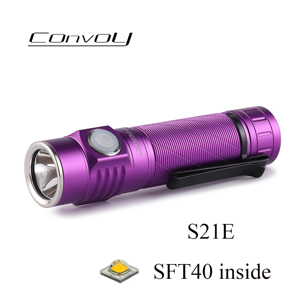 Convoy Purple S21E Flashlight with SFT40 Linterna Led 21700 Type-C Rechargeable Light Camping Fishing Lamp Work Latarka