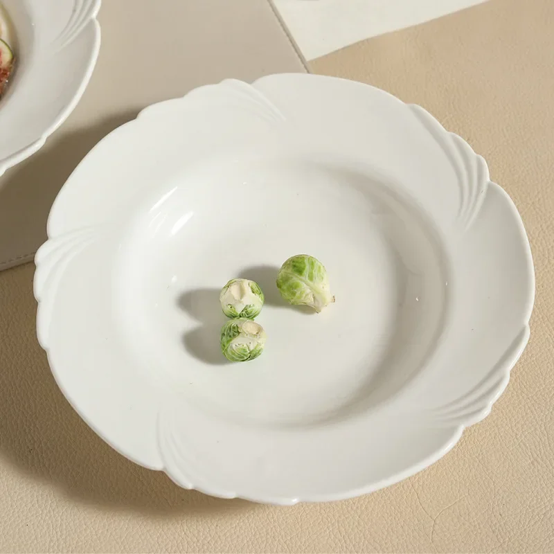 Set of 2pcs Ceramic Wide Rimmed Soup Bowl, 9 Inch Large Pasta Plate Serving Plate Dishes Dishwasher Floral Design Dinner Plates