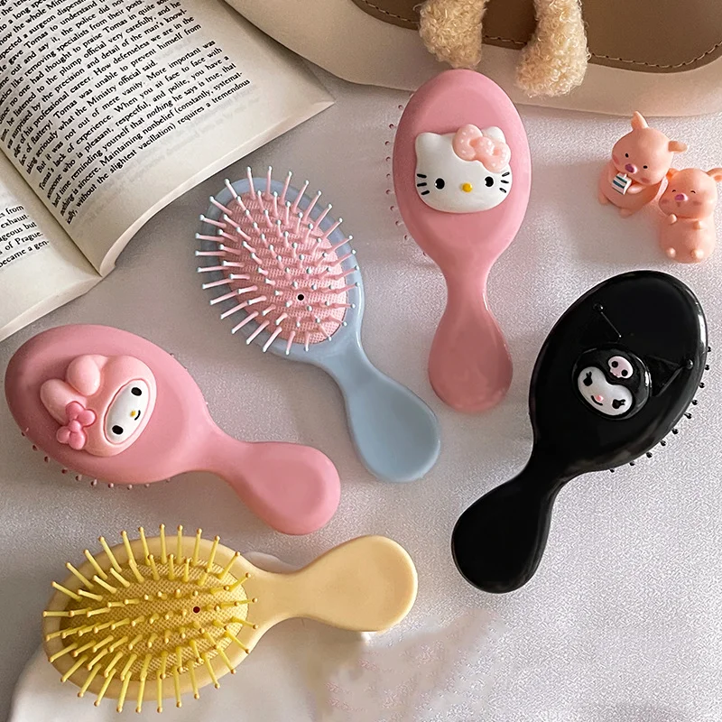 Hello Kitty Cartoon Air Cushion Comb Anime Kuromi Cinnamoroll Peripheral Hair Brush Hairdressing Tool Heart Portable Combs Gifts