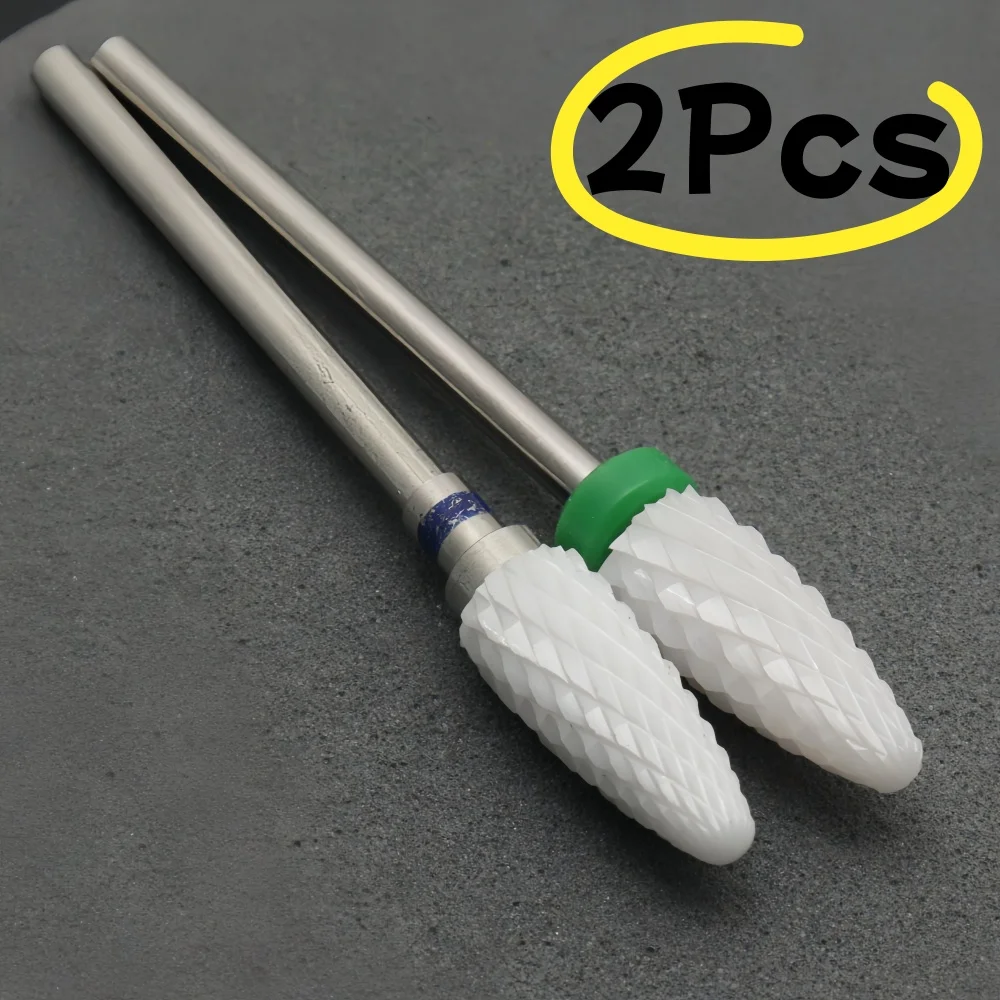 2Pcs Ceramic Nail Drill Bits 3/32