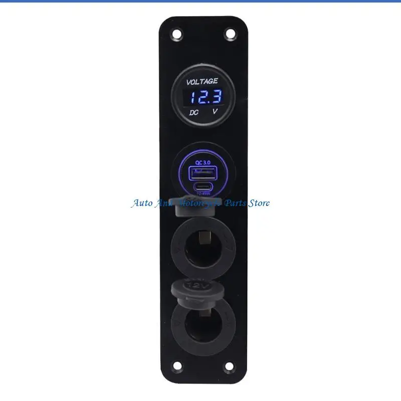 

P9FD Safe Digtal Voltmeter Panel Power Socket with Dustpeoof Cover QC3.0 PD Cahrging