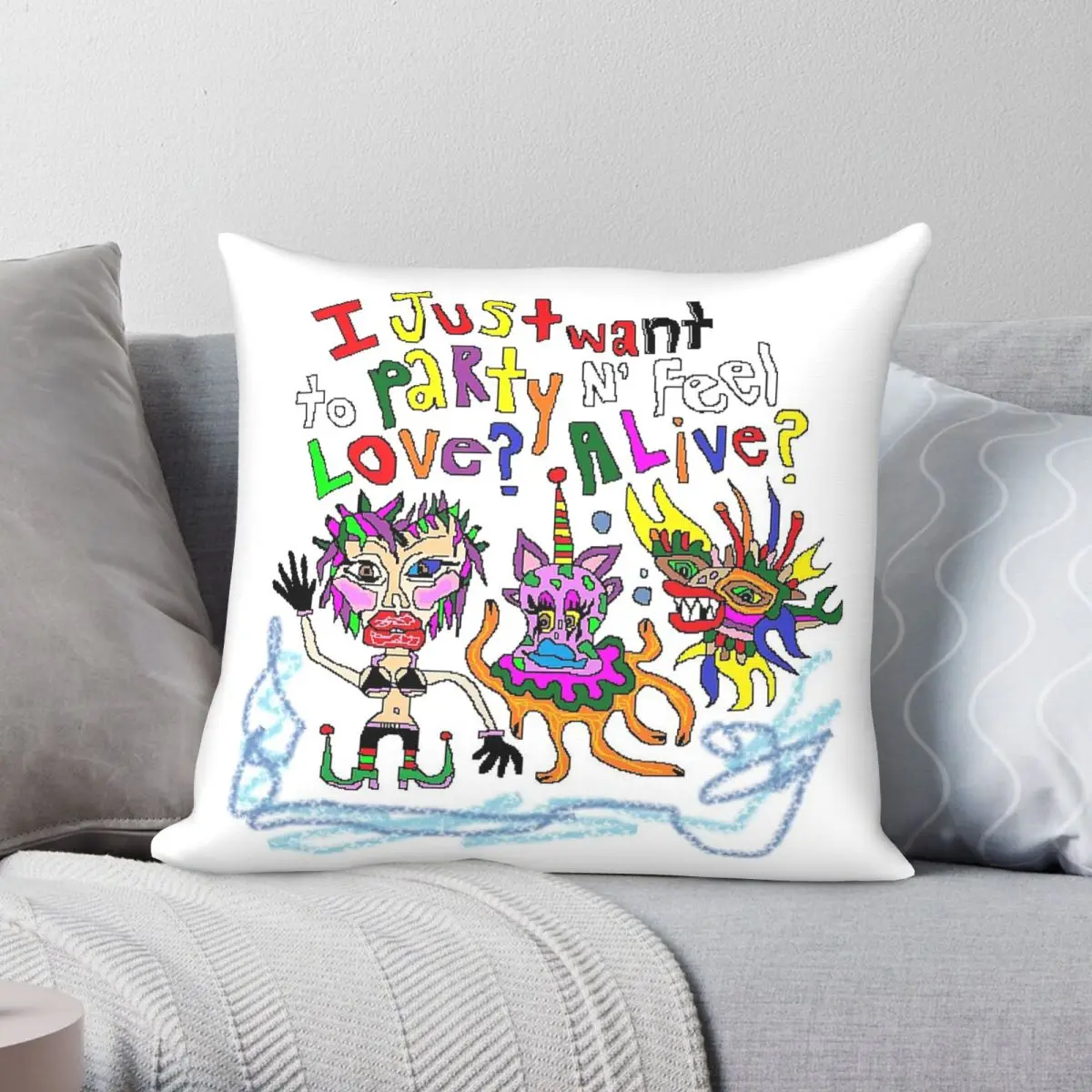 Party And Feel Love Alive Pillowcase Polyester Linen Velvet Pattern Zip Decor Home Cushion Cover 45x45
