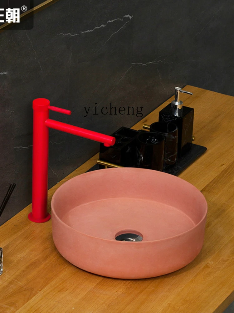 YY Retro Art Wash Basin Table Basin Ultra-Thin Edge Washbasin Cement Pots round