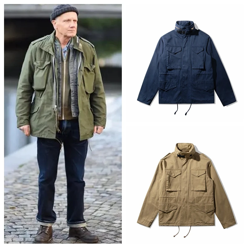 

Винтажная военная куртка M65 для мужчин, многокарманная полевая куртка, осенняя, приталенная, из хлопка, с длинными рукавами, на молнии