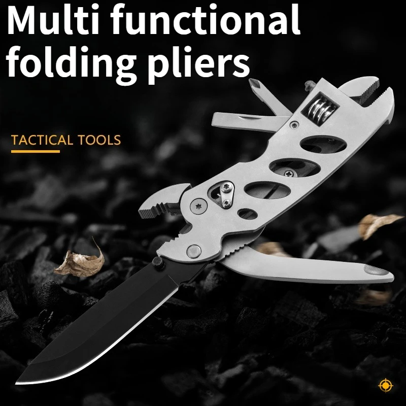 

9-in-1 Multifunctional Folding Wrench Pliers for Home Users Multi-purpose Portable Tool for Outdoor Use