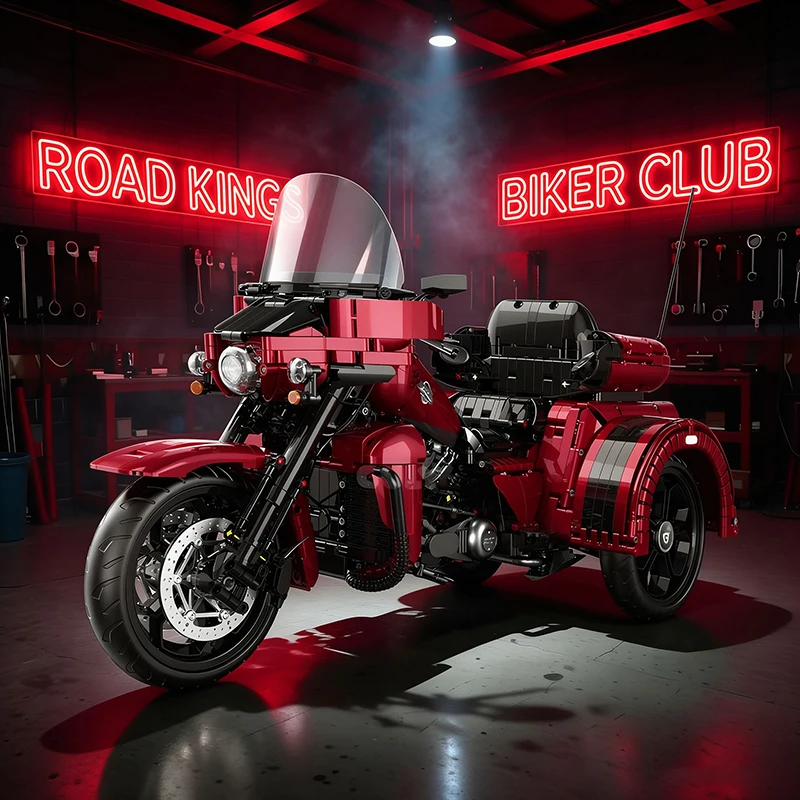 NEW MOC In Stock 1:5 Scale Touring Trike Building Block Set Technical Series Cruiser Motorcycle Model STEM Toy for Family