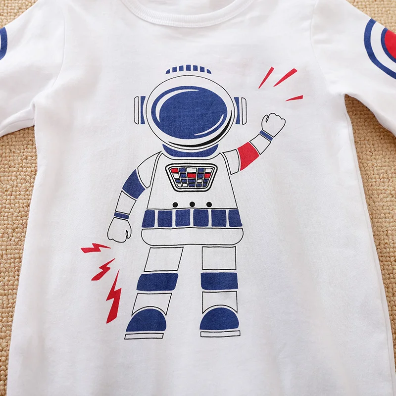 0-18m Long Sleeved Baby Jumpsuit Cute Astronaut Printed Cotton Comfortable And Soft Spring And Autumn Newborn Clothes