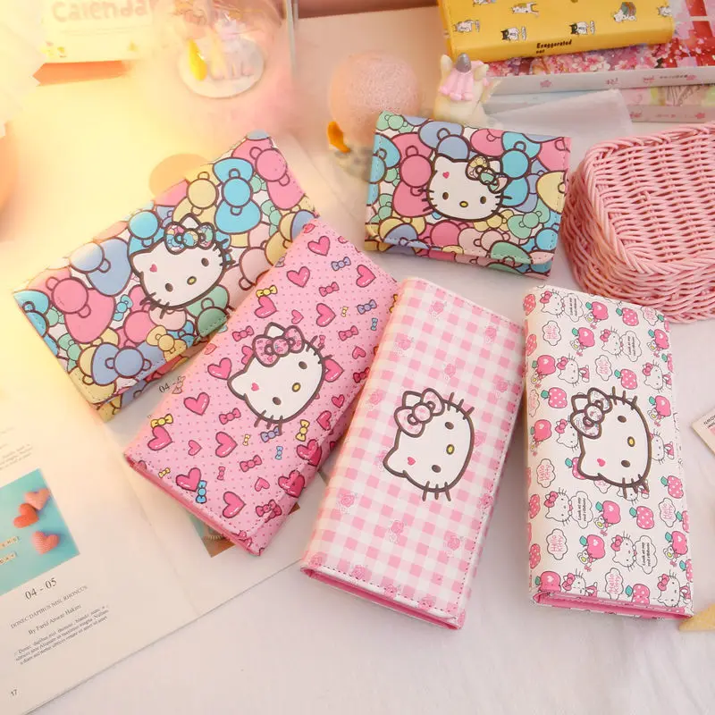 TAKARA TOMY Hello Kitty Cartoon Wallet Female Short Cute Japanese Compact Ultra-thin Folding Children's Princess All-in-one Bag