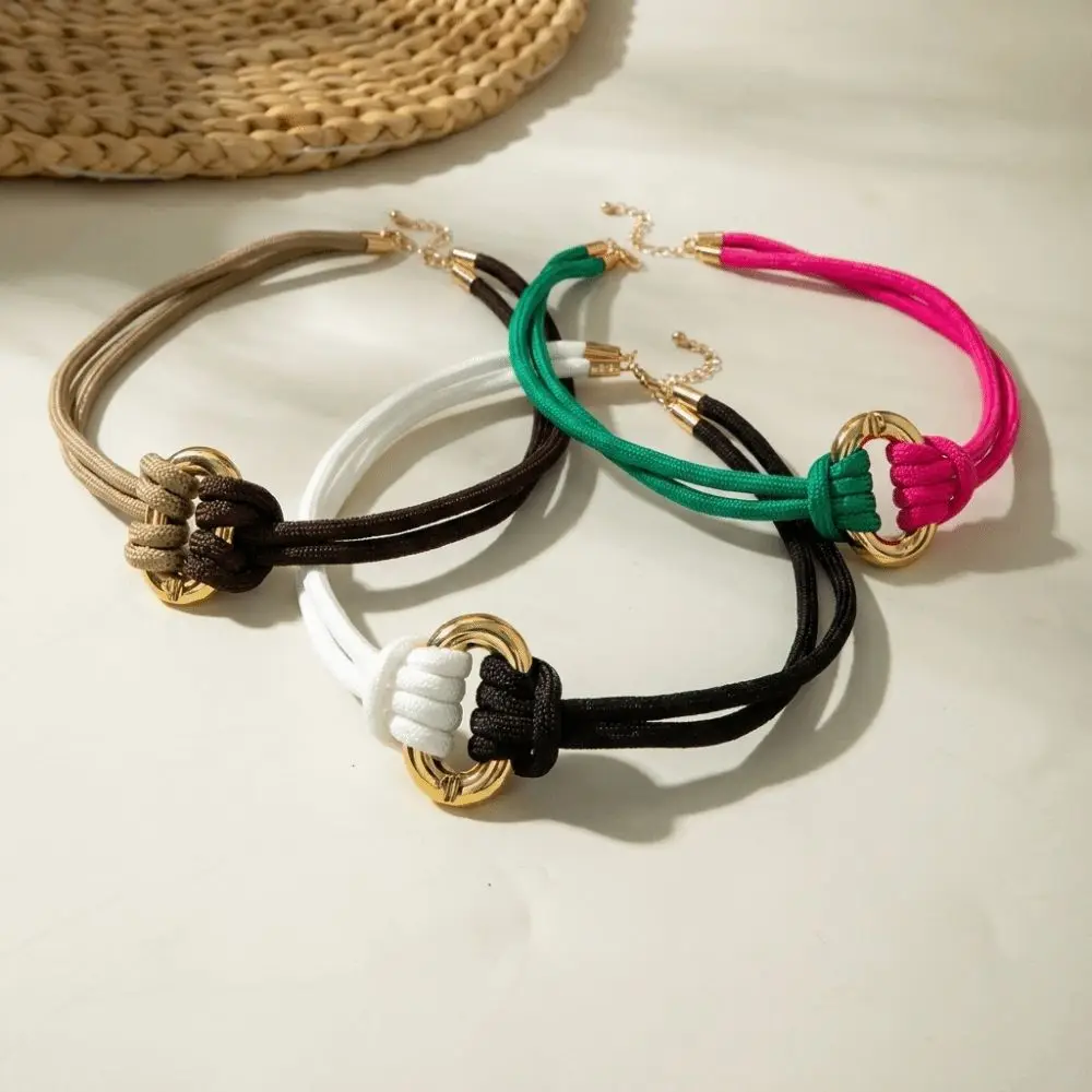Adjustable Braided Rope Necklace Braided Two-Tone Choker Style Necklace Handcrafted Minimalist Adjustable Choker Necklace