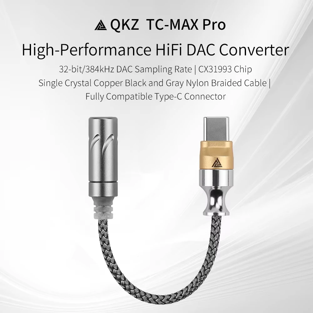 Original QKZ Headphone Audio Adapter HiFi DAC USB Type-C To 3.5mm Amplifier Decoder IEM AMP Mobile Phone Adapter TC-MAX Pro