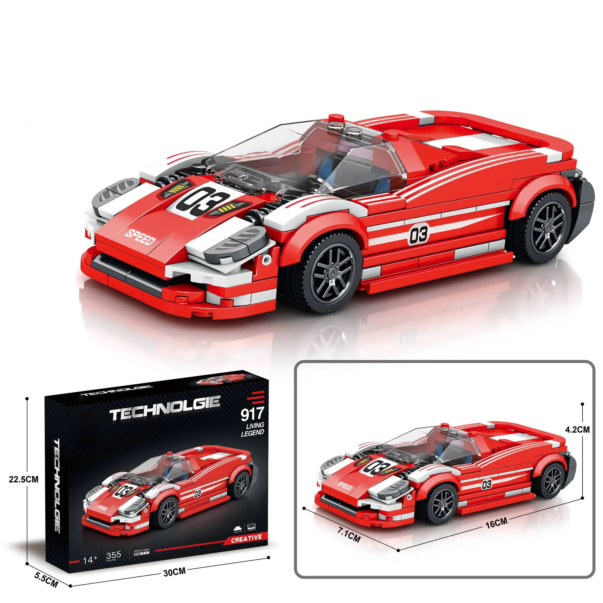 

917 Living Legend Hypercar Building Blocks,1:24 MOC Building Set Raceing Car Model for Adults and Boys Girls Kids (355 Pieces)