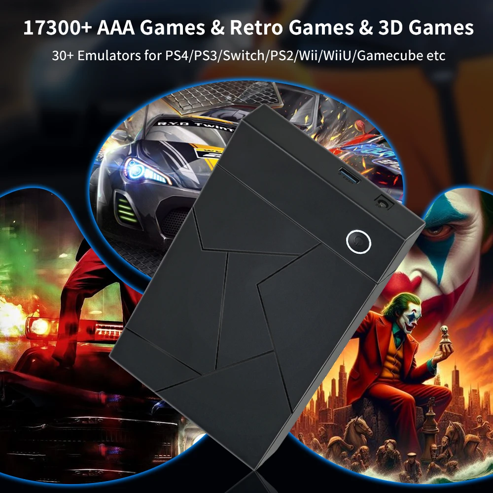 3TB Game Hard Drive Portable Gaming HDD with 17300+ 3D & PC & Retro Games for PS4/PS3/PS2/Switch/PS1/WiiU for Windows 8.1/10/11