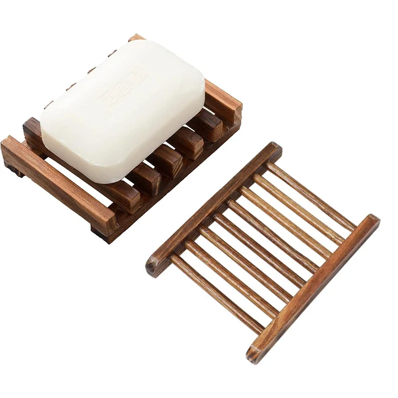 Wooden Soap Dish Shower Holder Self Draining Bar Soap Holder Hand Craft Bathtub Tray Stand For Bathroom Bars Dry Easy Cleaning