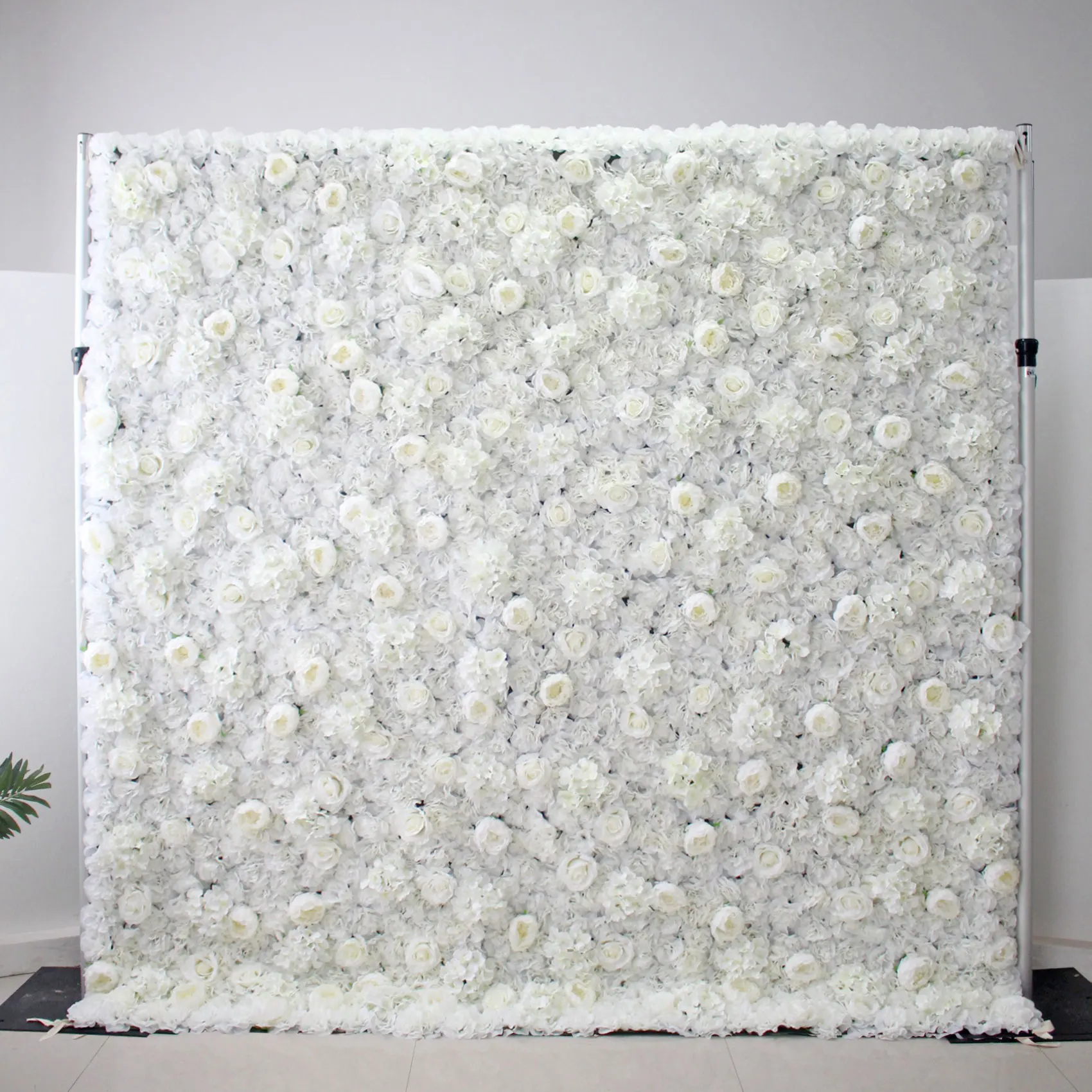 YuLiFlower Custom Fabric Flower Wall roll up wedding decoration rayon rose flower panel background Wedding Party Decorative