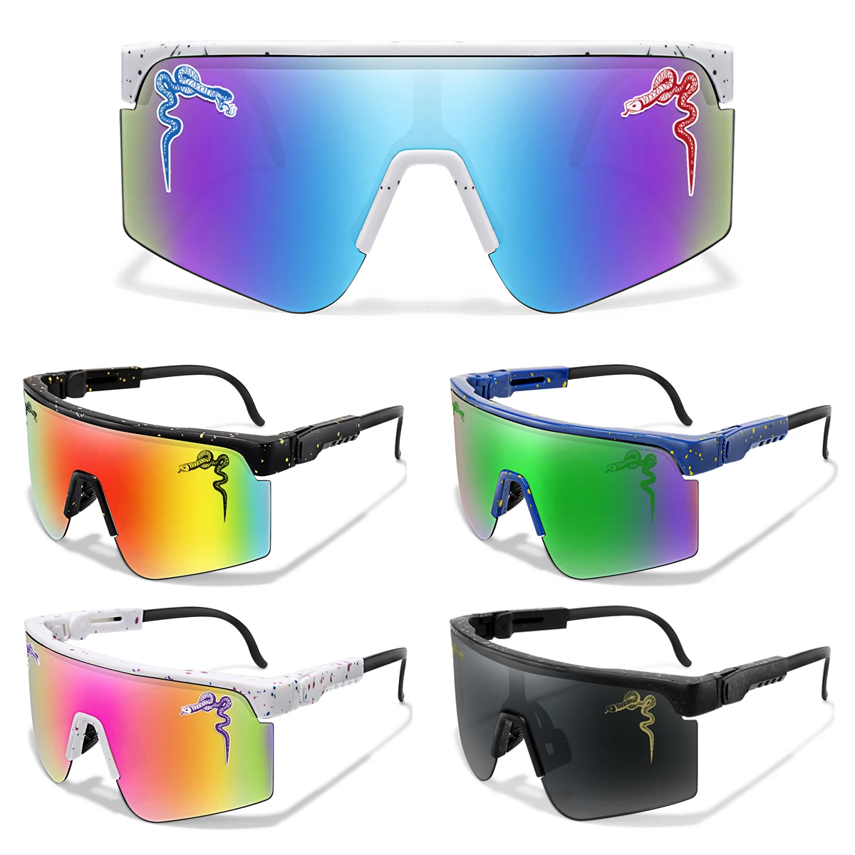 

Мужские модные солнцезащитные очки с большой оправой, стильные очки с случайным точечным декором для занятий спортом на открытом воздухе, походов, рыбалки