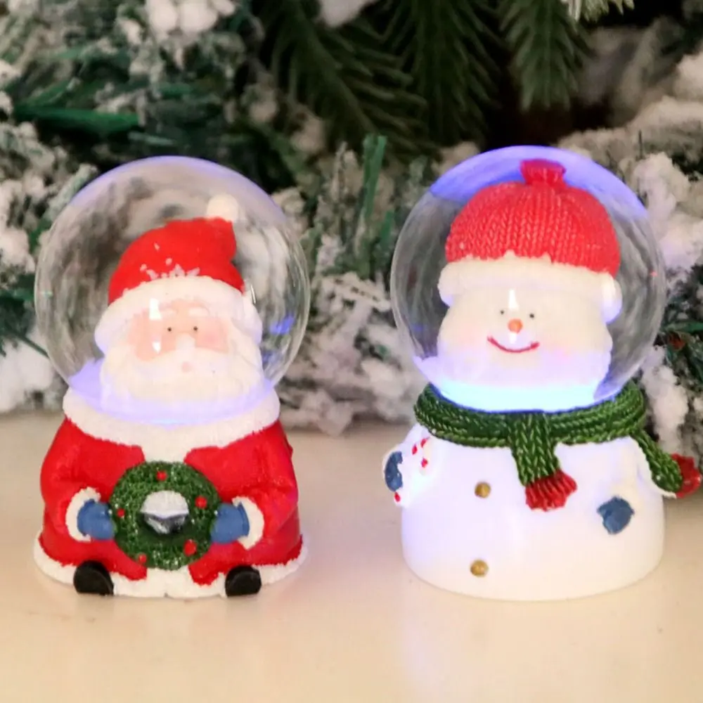 سانتا كلوز عيد الميلاد كريستال الكرة ثلج السنة الجديدة هدايا عيد الميلاد متعدد الألوان الضوء الراتنج متوهجة كريستال الكرة زخرفة المنزل #4
