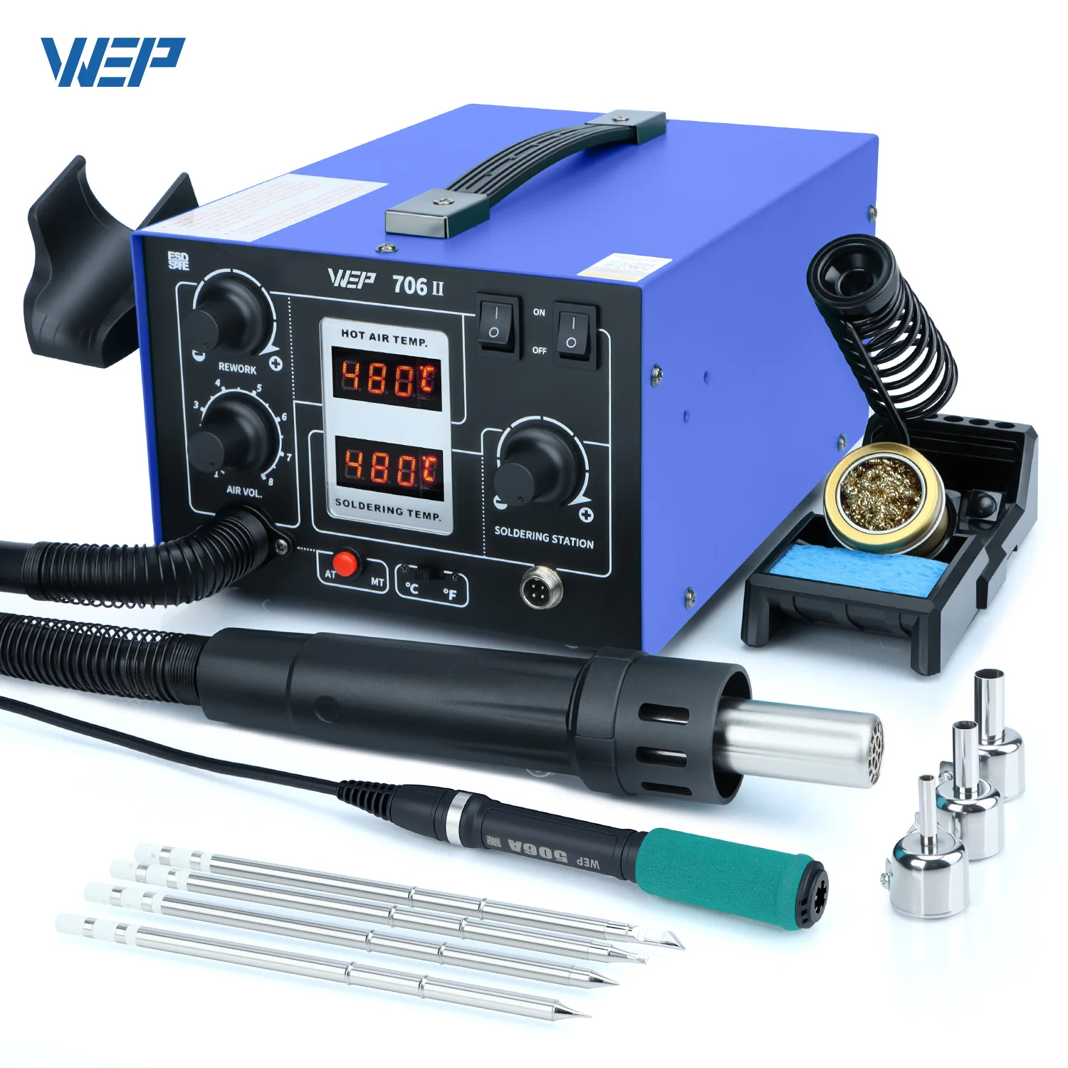 

WEP T12 Soldering Station Adjustable Soldering Iron Kit Hot Air Rework Desoldering Station Welding Machine For Phone Repair Tool