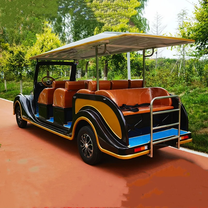 

2025 Newly Launched Luxurious Antique Sightseeing Electric Golf Cart Lithium Battery Vintage Classic Car With Upholstered Seats