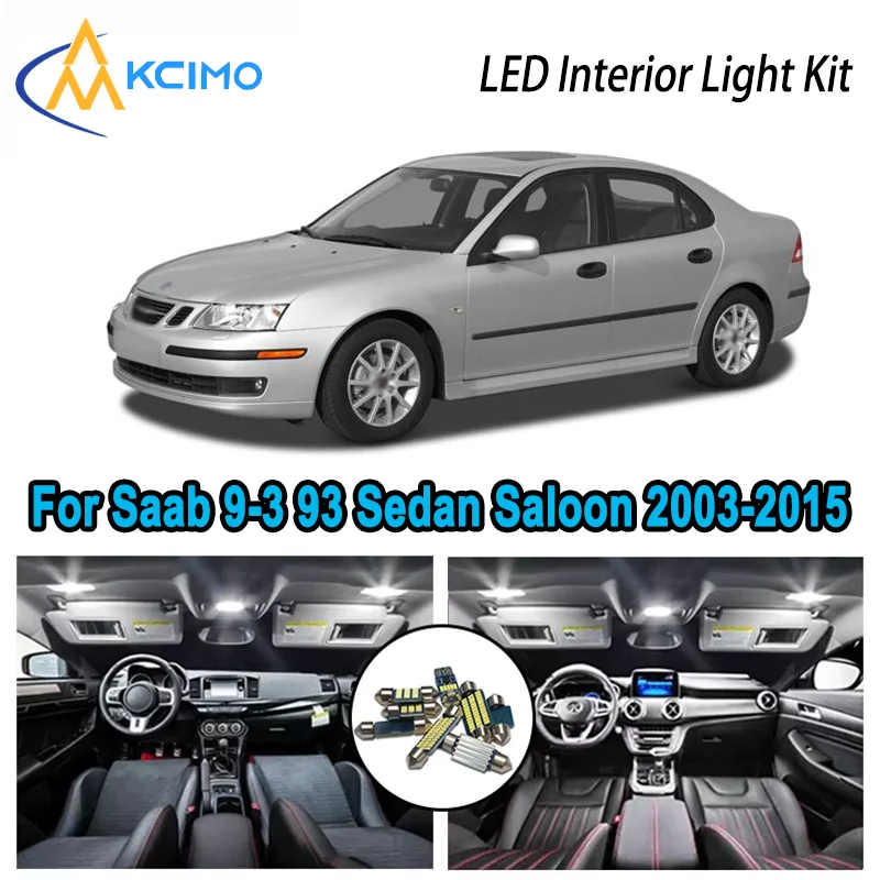 

Premium Bright LED Interior Light Kit for Saab 9-3 93 YS3F Sedan Saloon 2003-2015 Dome Map Trunk Car Lamps with Canbus No Erro