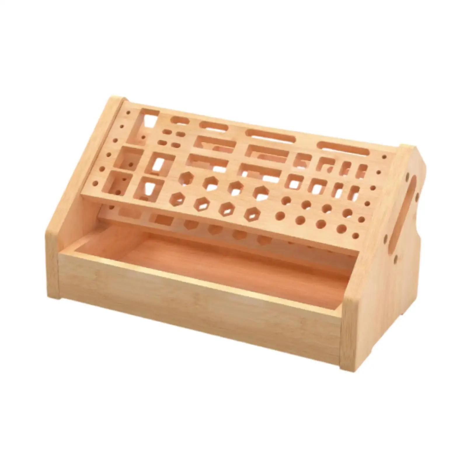 Screwdriver Storage Rack for Desktop Screwdriver Organizer with 53 Holes Wood Hand Tool Holder for Scissors Tweezers Workshop