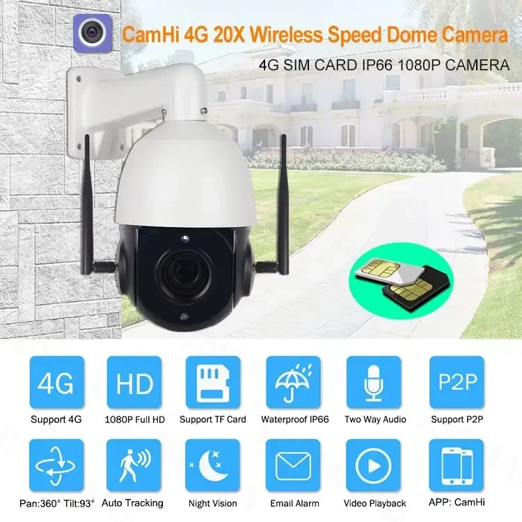 Kamera IP 5MP zewnętrzna kopułkowa WiFi PTZ 360° Bezprzewodowa Kamera Bezpieczeństwa z Automatycznym Śledzeniem Ruchu, Sieciowa, Zoom Optyczny 20x 30x, Kamera CCTV PTZ z Obsługą 4G