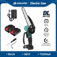 Drillpro 8 inch Brushless Electric Cordless Chainsaw 3000W 5M/S High-Speed Cutting Tools For Mak 18V Battery For Garden