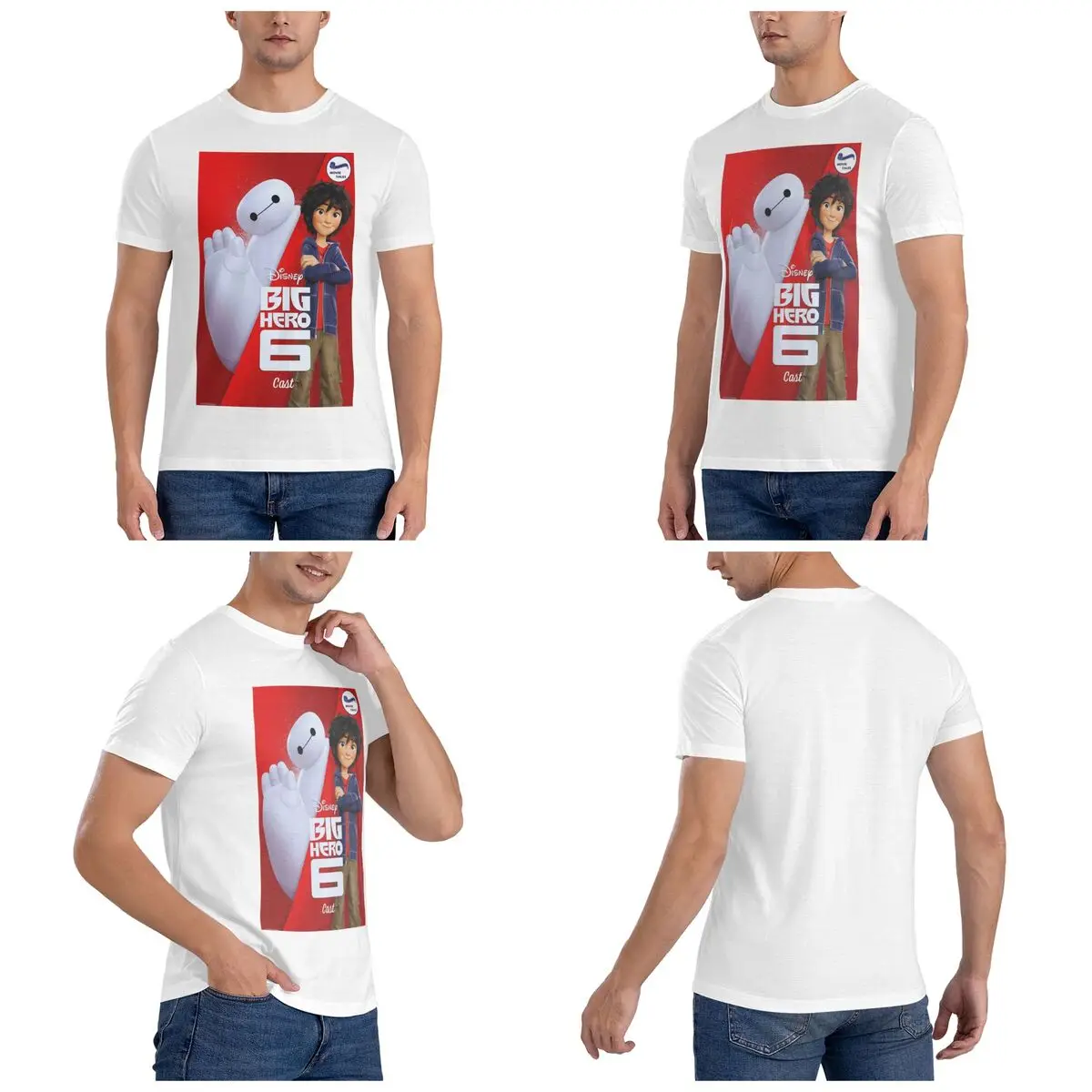 Big Hero 6 Disney T-Shirt for Men Cotton Plus Size T Shirts Men's Tees Short Crew Neck Summer Clothes Tops S-6XL