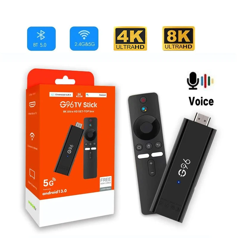 G96 ATV TV Stick Android 13.0 HD 8K 4K HDR10 Smart TV Stick Sprachassistent 2GB 16GB BT5.8 Allwinner H313 Quad Core IPTV