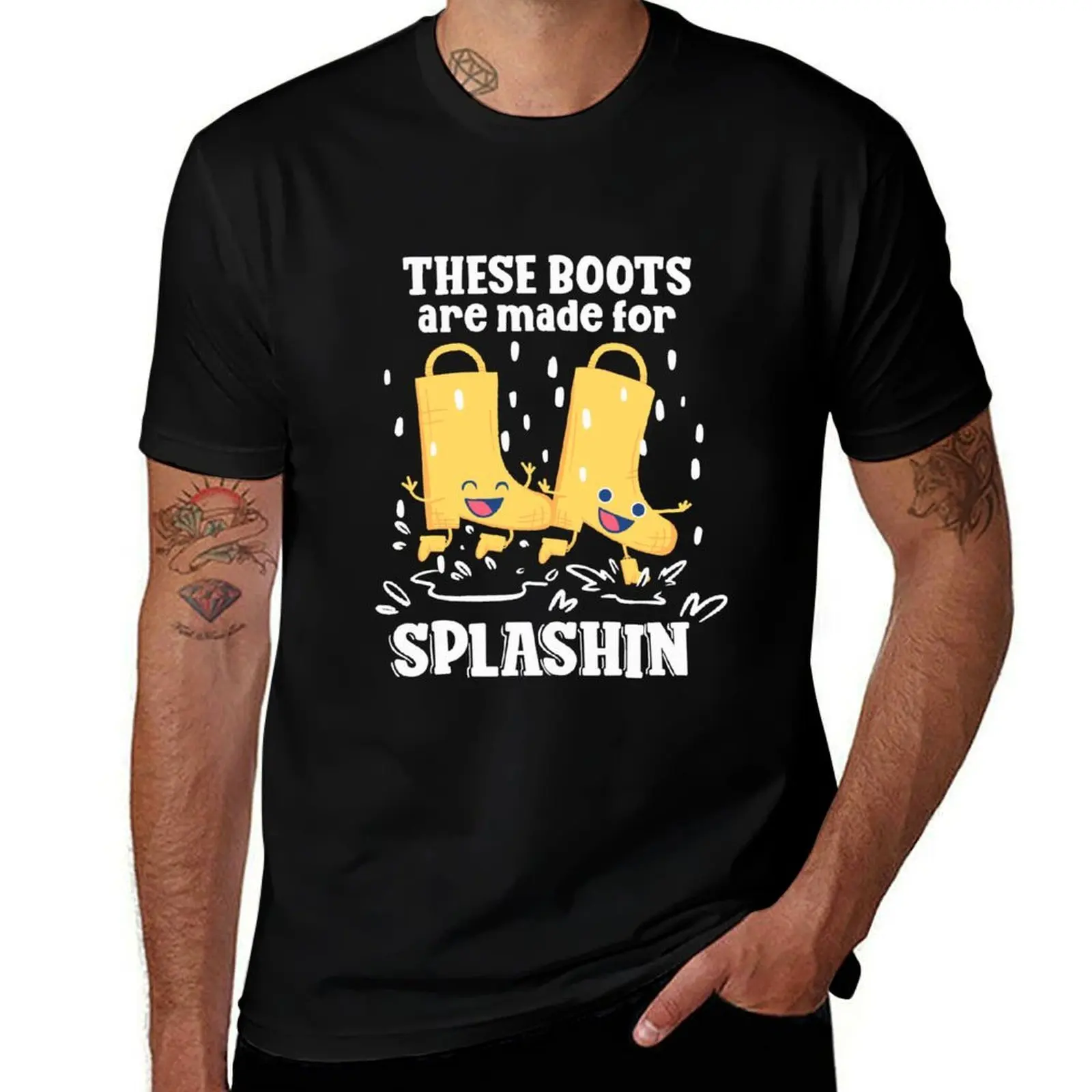 

Cute Rainy Day - Rain boots splashing in puddles T-Shirt oversized graphic tee shirts graphic tee topping mens clothes