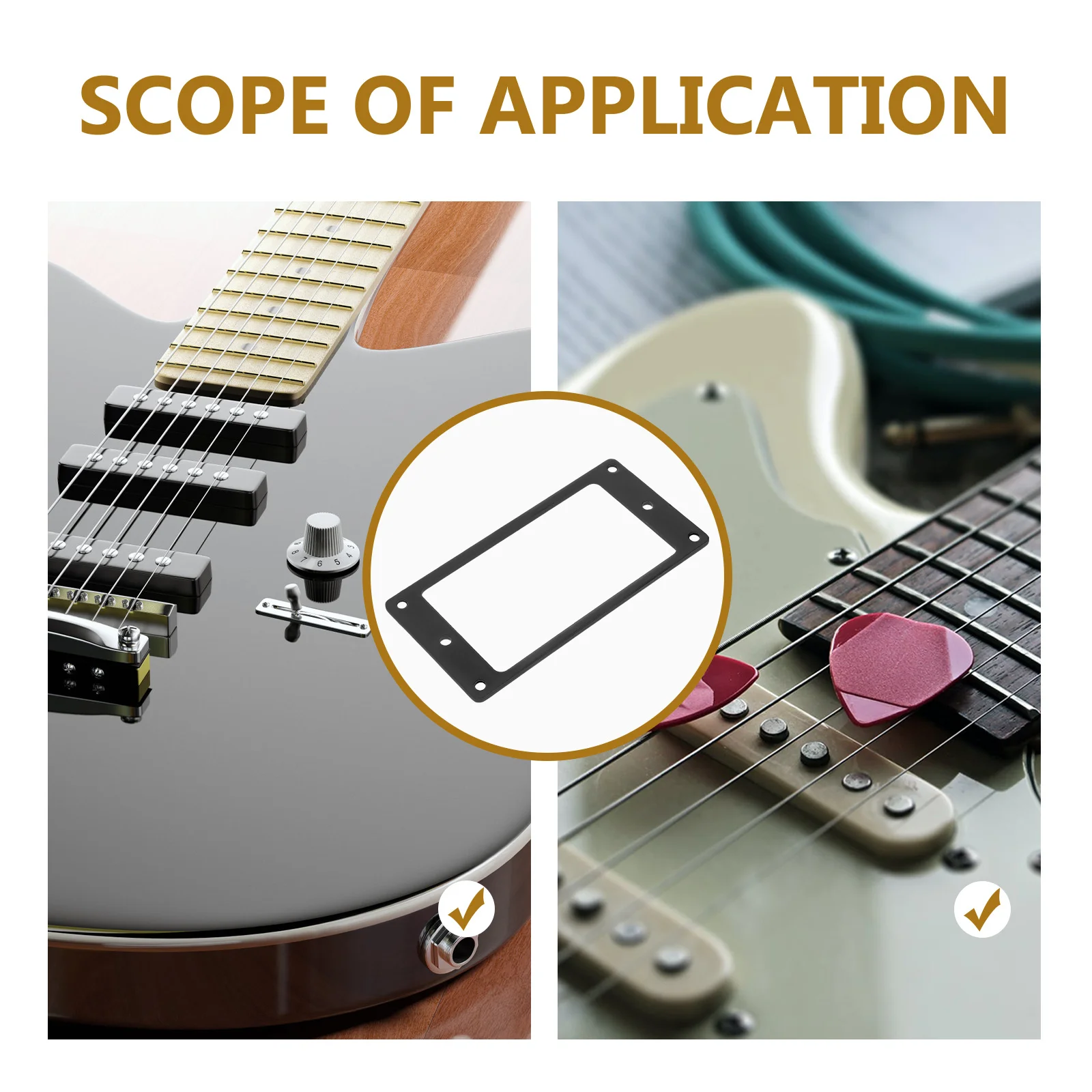 2 مجموعة الغيتار الكهربائي لاقط الإطار المعدني حافة مسطحة عالية الدقة دائم سبائك الألومنيوم الغطاء الواقي سهلة التركيب