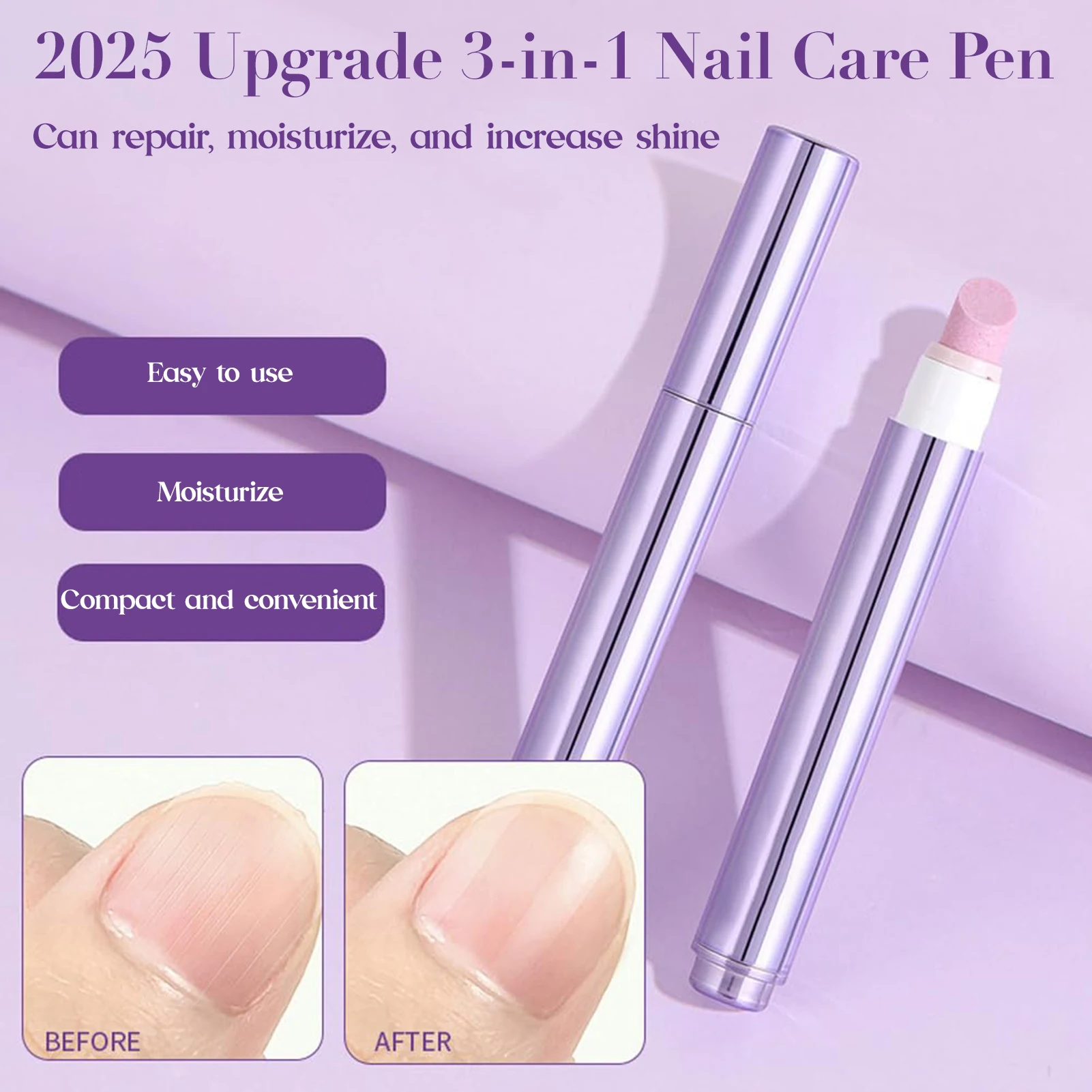 Caneta de essência para reparo de unhas 3 em 1, 3.5ml, caneta de óleo para cutícula, tratamento anti-quebra para unhas secas e quebradiços, protetor noturno de unhas