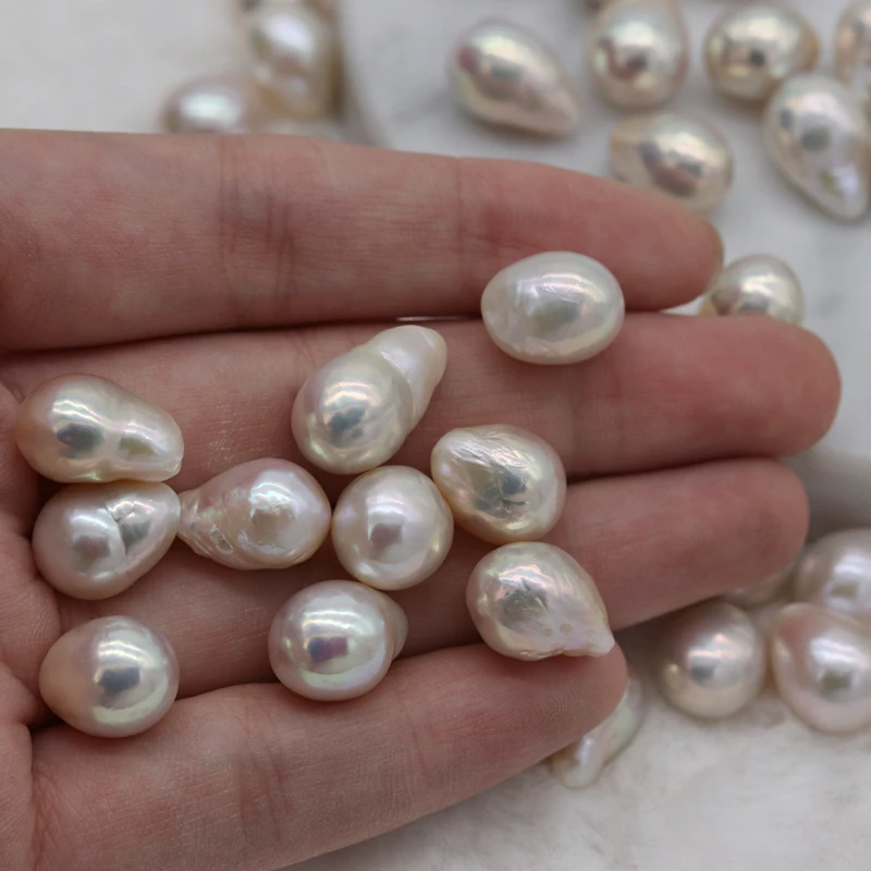 Popular 11-12mm white tail drop edison baroque freshwater pearls no hole loose beads wholesale