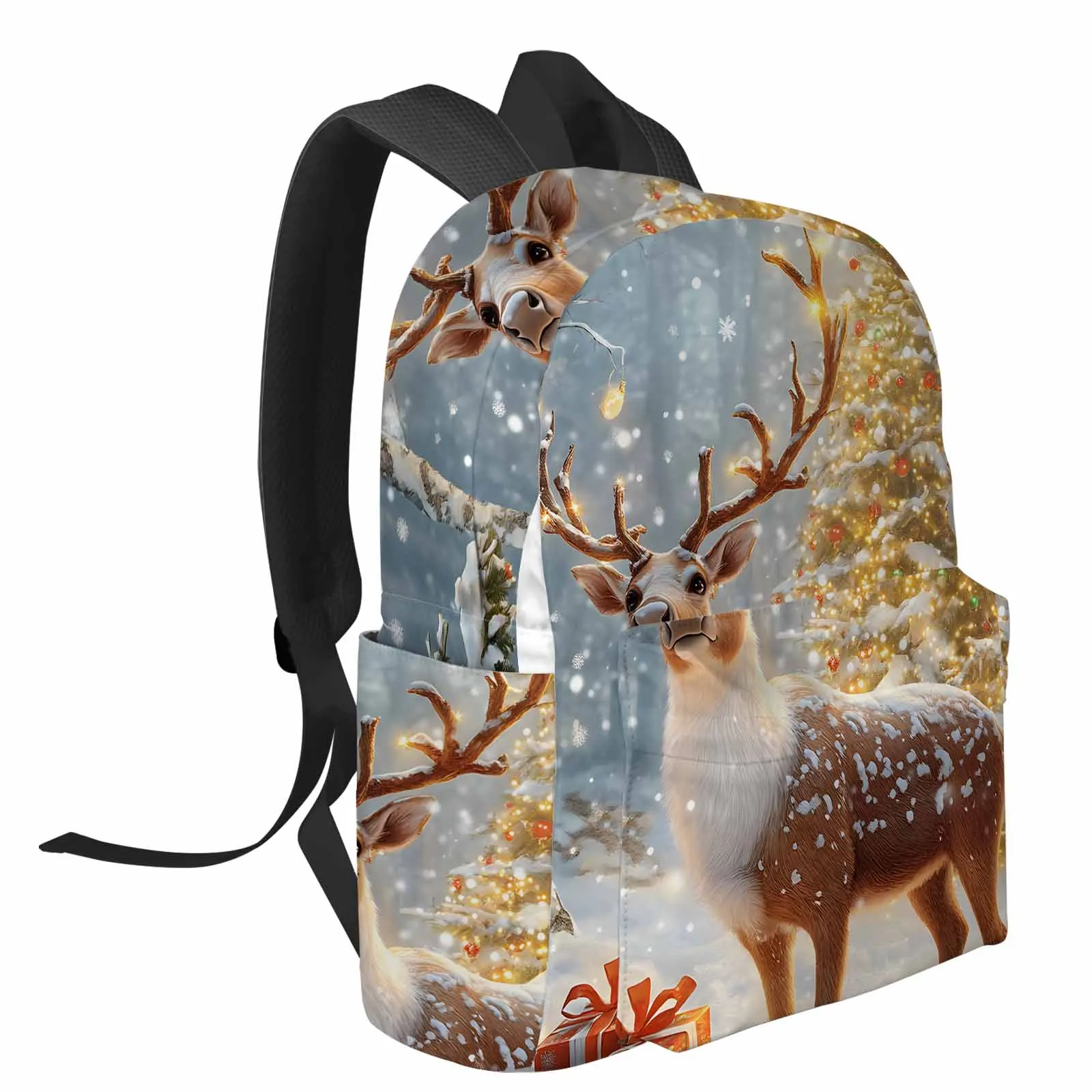 Luminous Christmas Tree Reindeer Forest Backpack School Bags for Teenagers Students Laptop Bag Women's Casual Travel Backpack