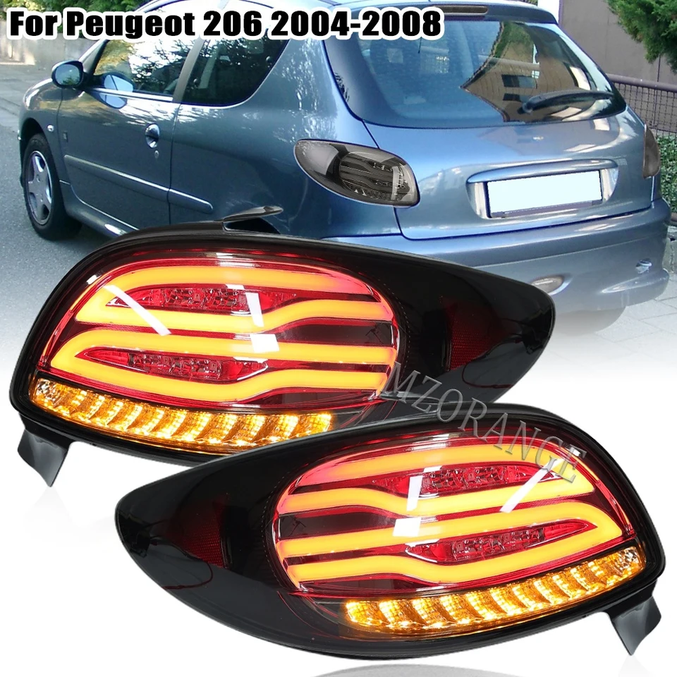 Smoked LED Tail Lights for Peugeot 206 206CC 2004-2008 Rear Lights