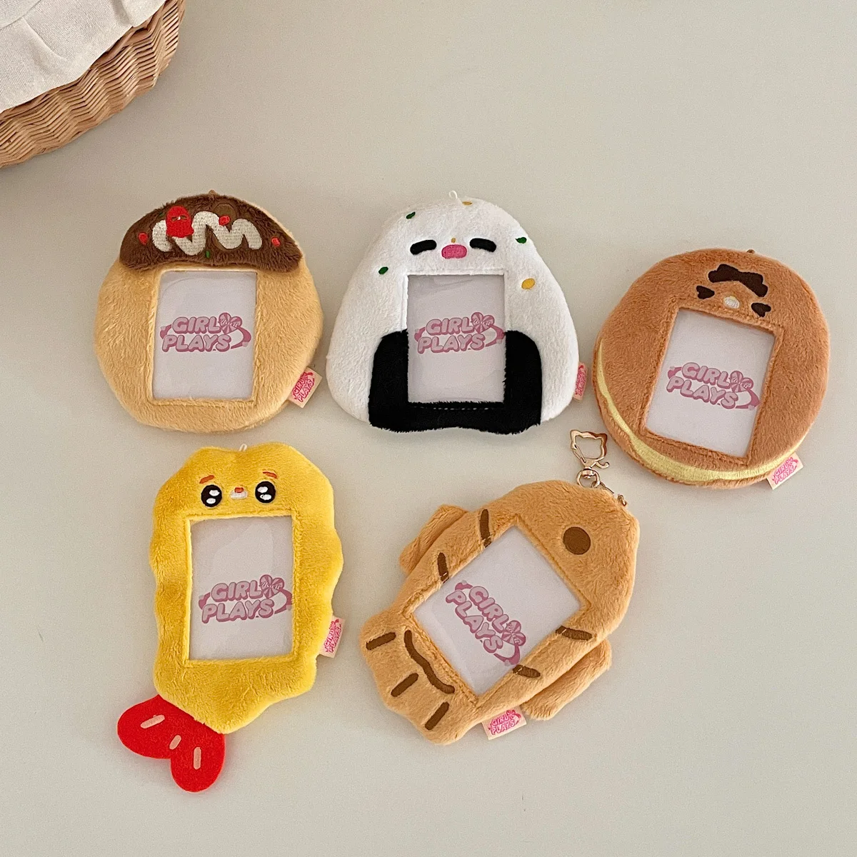 

New Arrival Kawaii Fish Rice Ball Plush Photocard Holder Photo Bus Card Protective Cover Case Bag Pendant Stationery