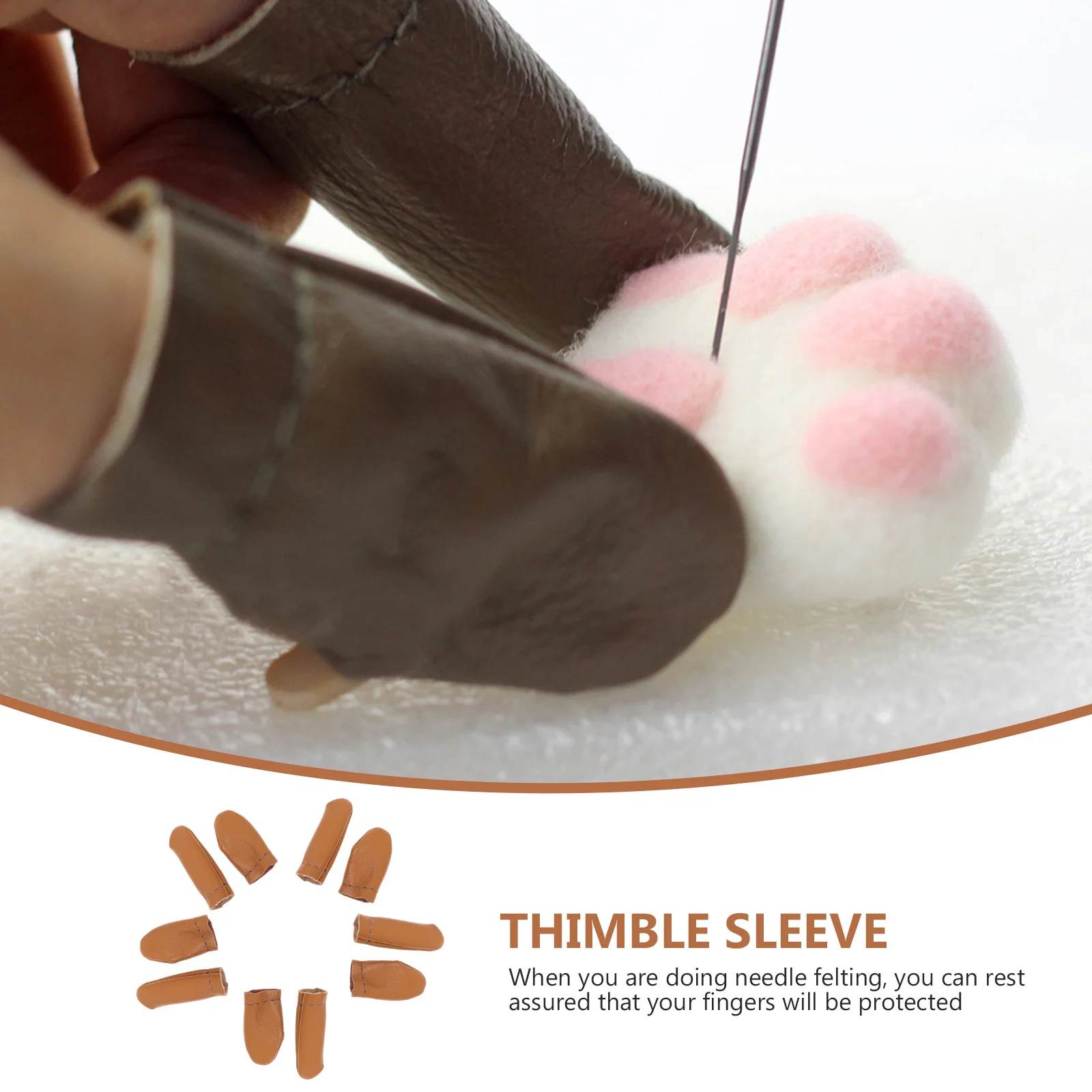 

10 pcs Needle Felting Thimble Finger Sleeve Premium Pu Protector For Sewing Embroidery Craft Diy Tools Felting Supplies