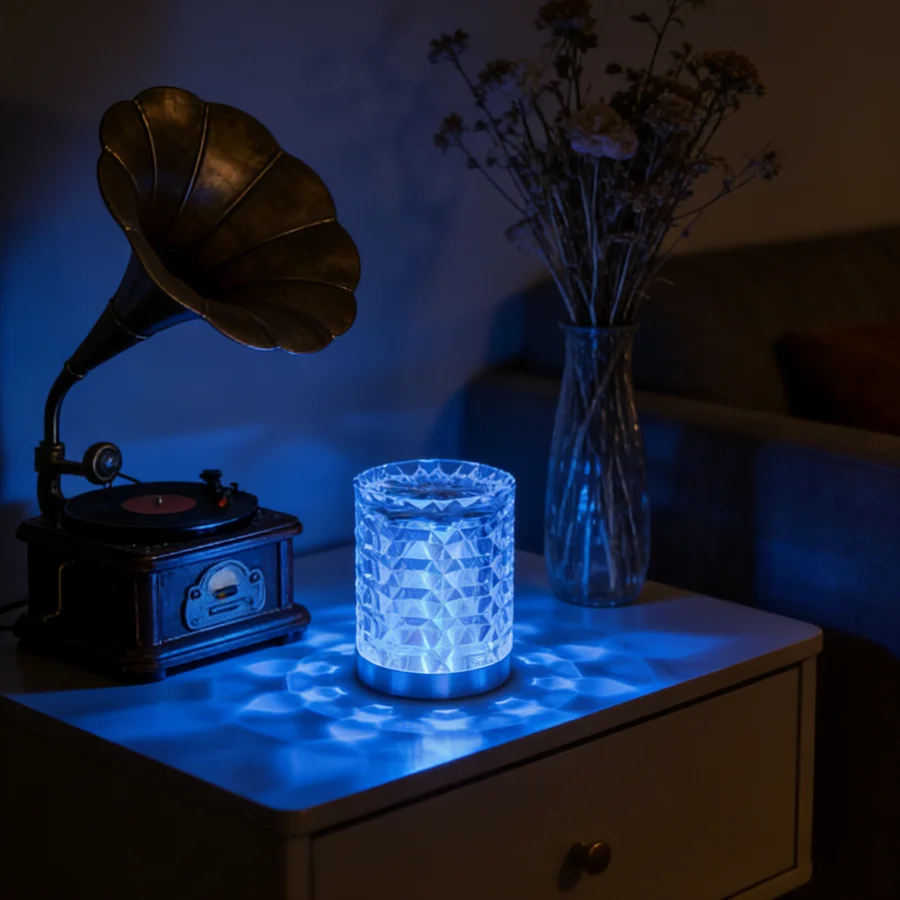 1PC Diamond Crystal Table Lamp | RGB Color Changing | USB Powered Ambient Light for Bedroom & Party