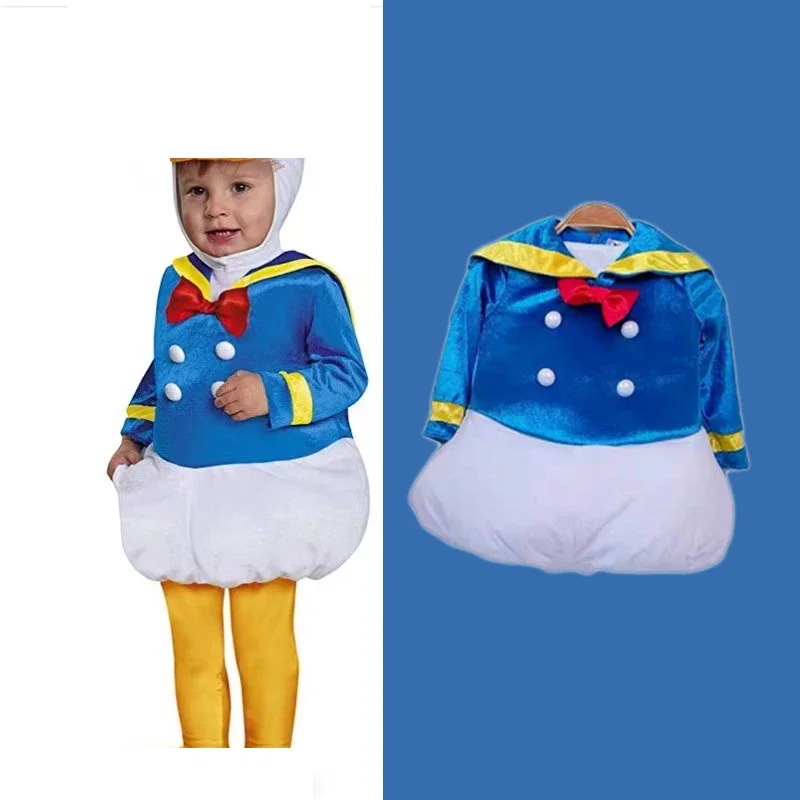 Desenhos animados Duck Cosplay Trajes infantis, trajes de carnaval para meninos e meninas, uniforme marinho, macacão azul, Role Play, terno marinheiro, Purim Party