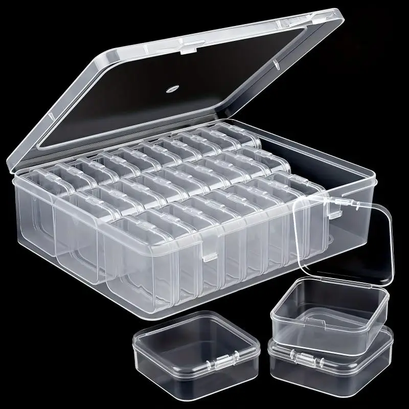1 Set Stackable Organizer Container 12/14/15/30 Grid Transparent Plastic Storage Box For Beads Jewelry And Crafts