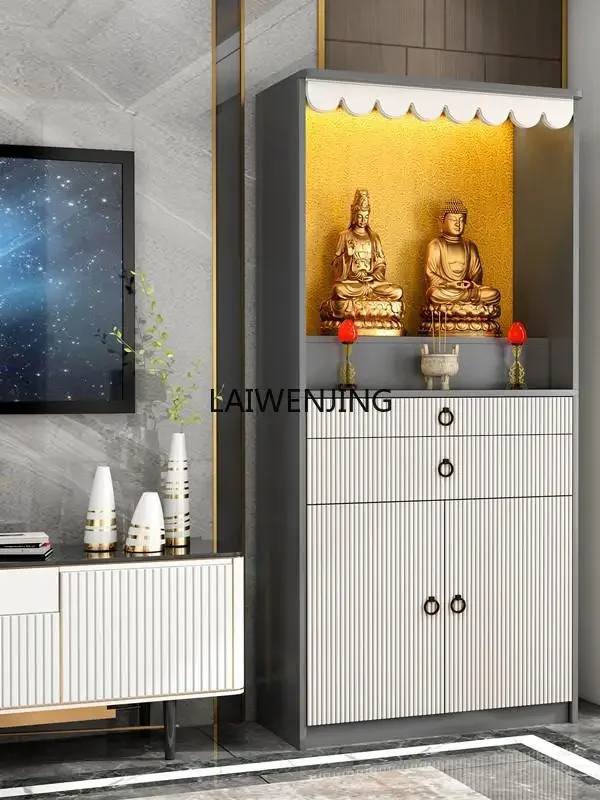 SGF white household Buddha stand cabinet solid wood God of Wealth offering table Guanyin offering table is simple