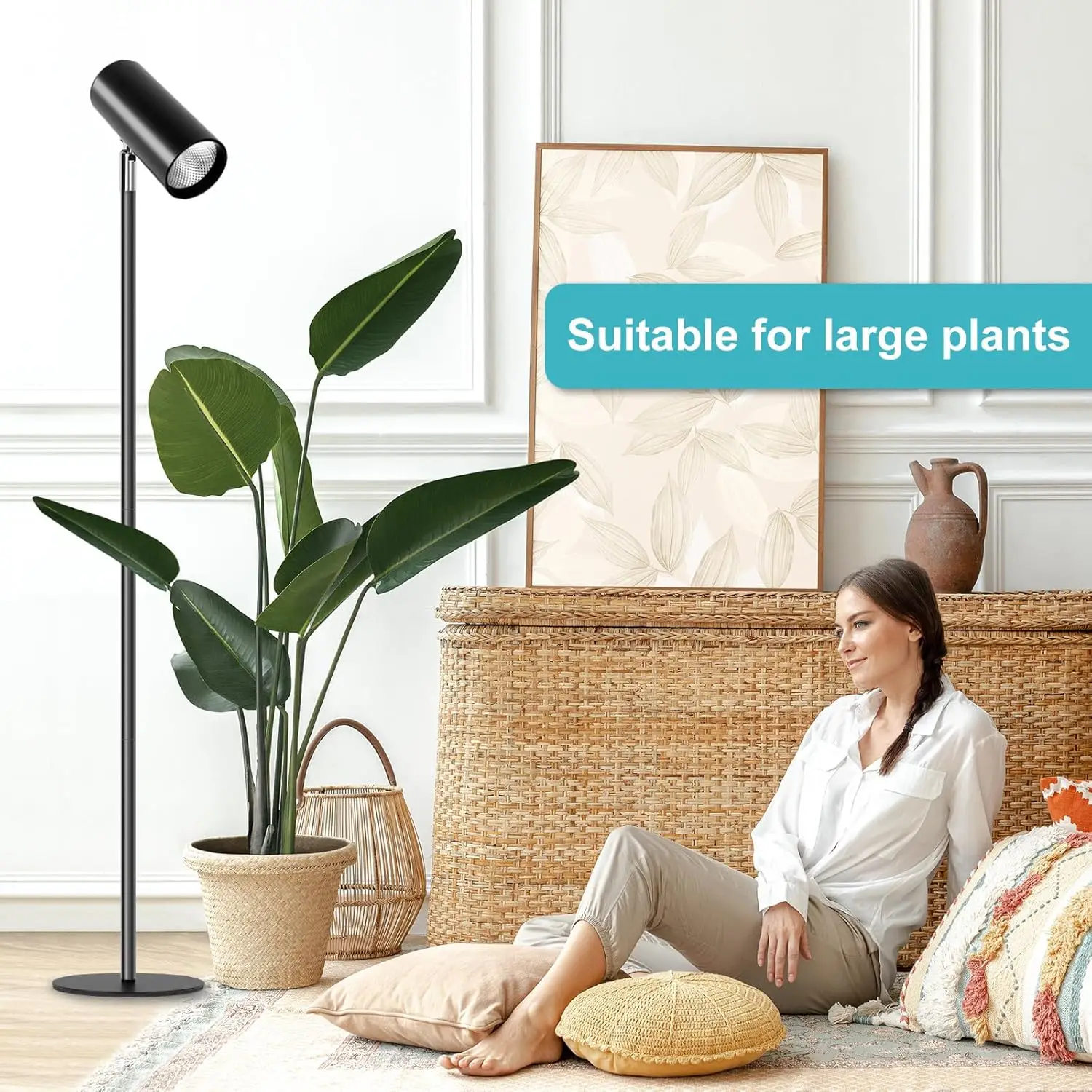 ضوء نباتي LED كامل الطيف مع حامل ثلاثي القوائم قابل للتعديل رقاقة COB للنباتات الداخلية مفتاح تشغيل/إيقاف لمصباح النمو
